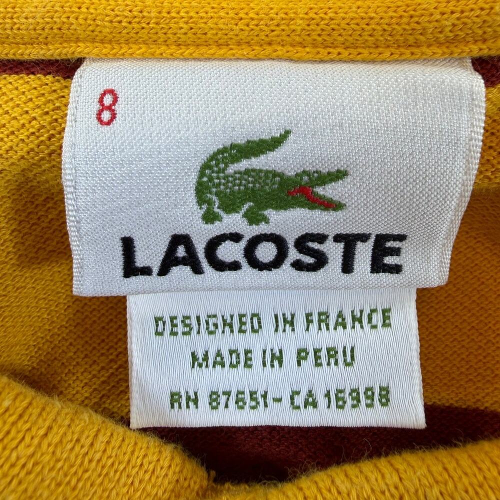 Lacoste Men 8 Orange Blue Striped Long Sleeve Preppy Polo Shirt Golf Casual - Picture 4 of 8